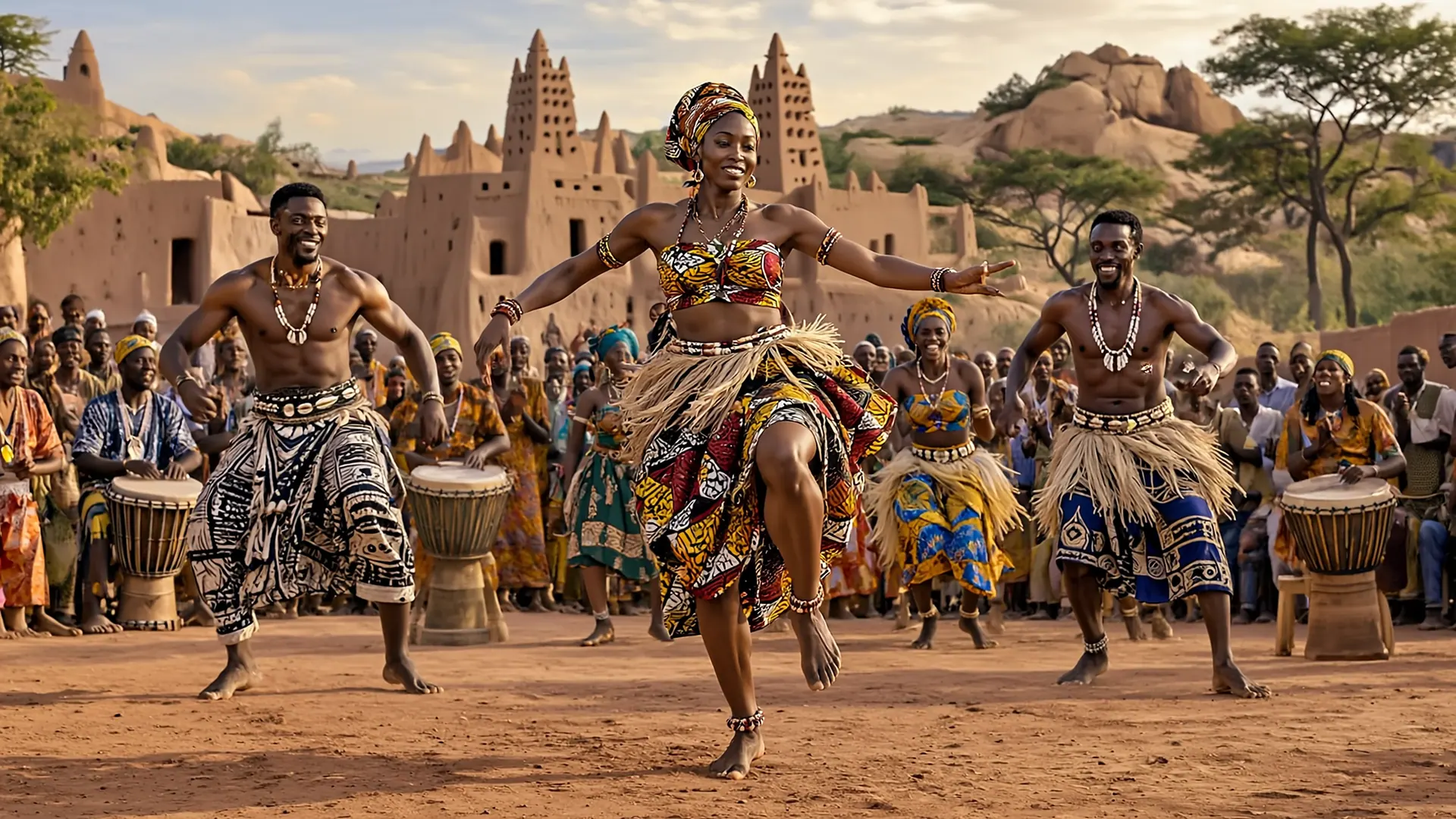 Dances of the Peoples of the World. AI-generated illustration